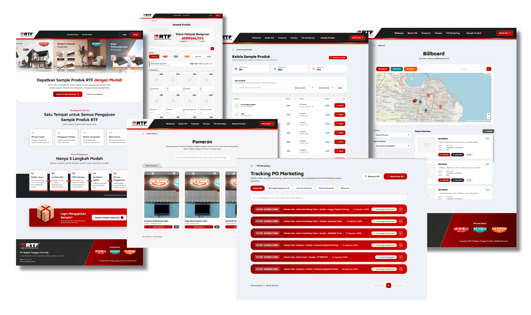 Tampilan Website Pengajuan Sampel Produk PT. Ragam Tangguh Fortindo